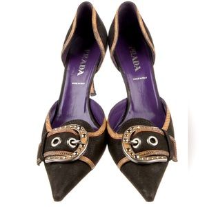 Prade, Leather Colorblock Pattern D'Orsay Pumps, Size IT 36.6 (US 6), Heel 3.25"